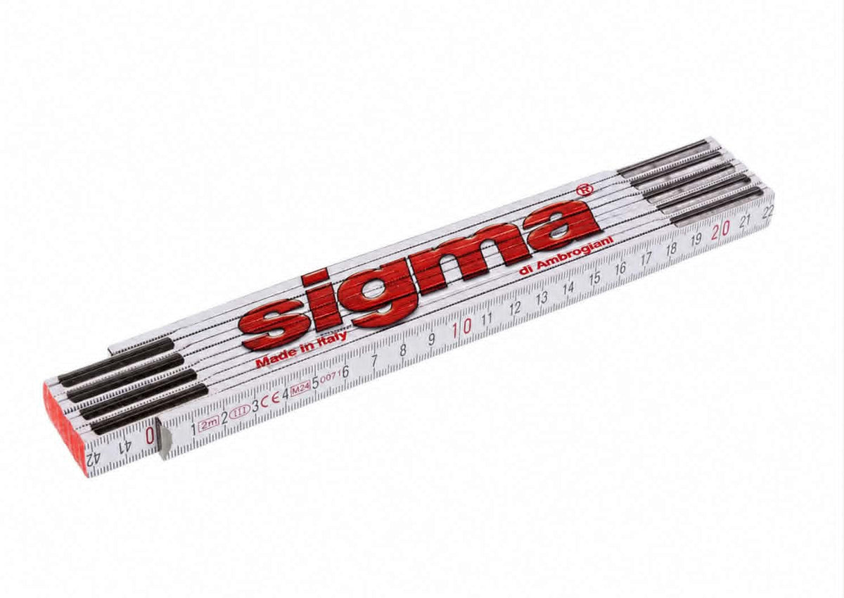 Miara składana drewniana 2m biała z nadrukiem - Sigma