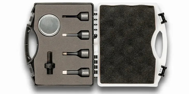 Zestaw otwornic diamentowych do cięcia na sucho M14 + wosk + adapter HEX